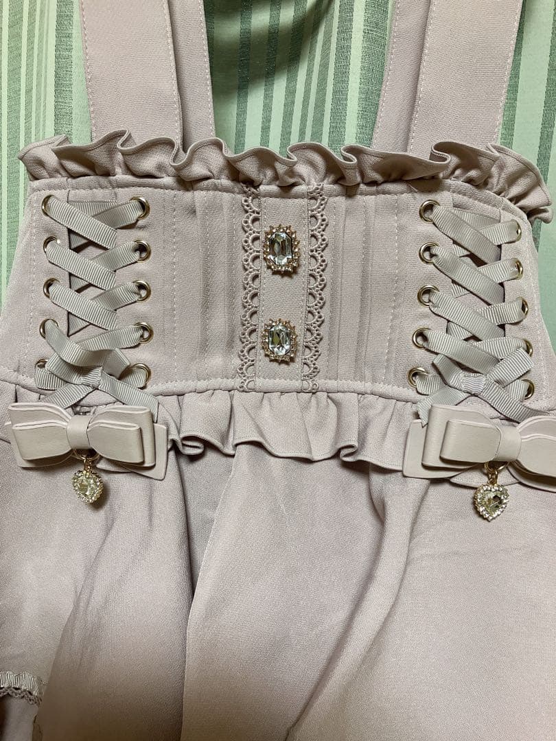 リズリサ サスペンダー付ティアードスカパン ピンク