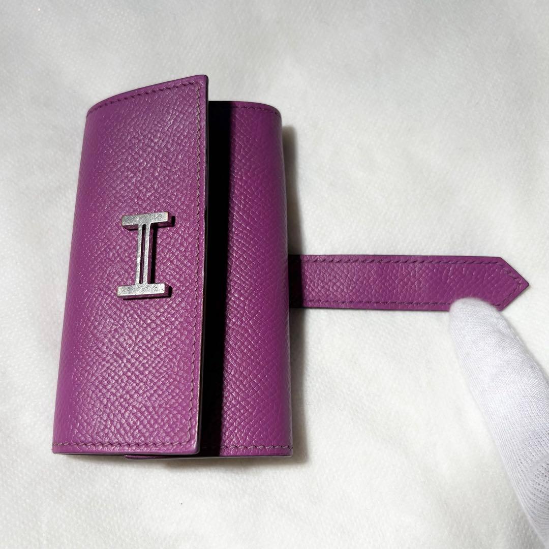 美品*HERMES ベアン キーケース 4連 アネモネ H金具 □K刻印