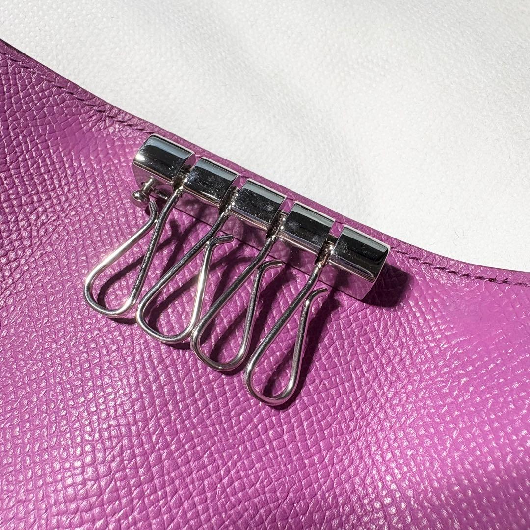 美品*HERMES ベアン キーケース 4連 アネモネ H金具 □K刻印