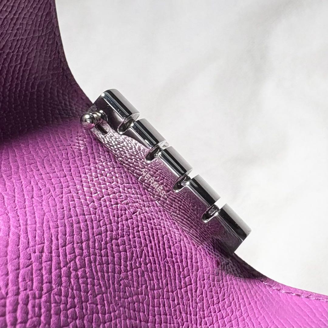 美品*HERMES ベアン キーケース 4連 アネモネ H金具 □K刻印