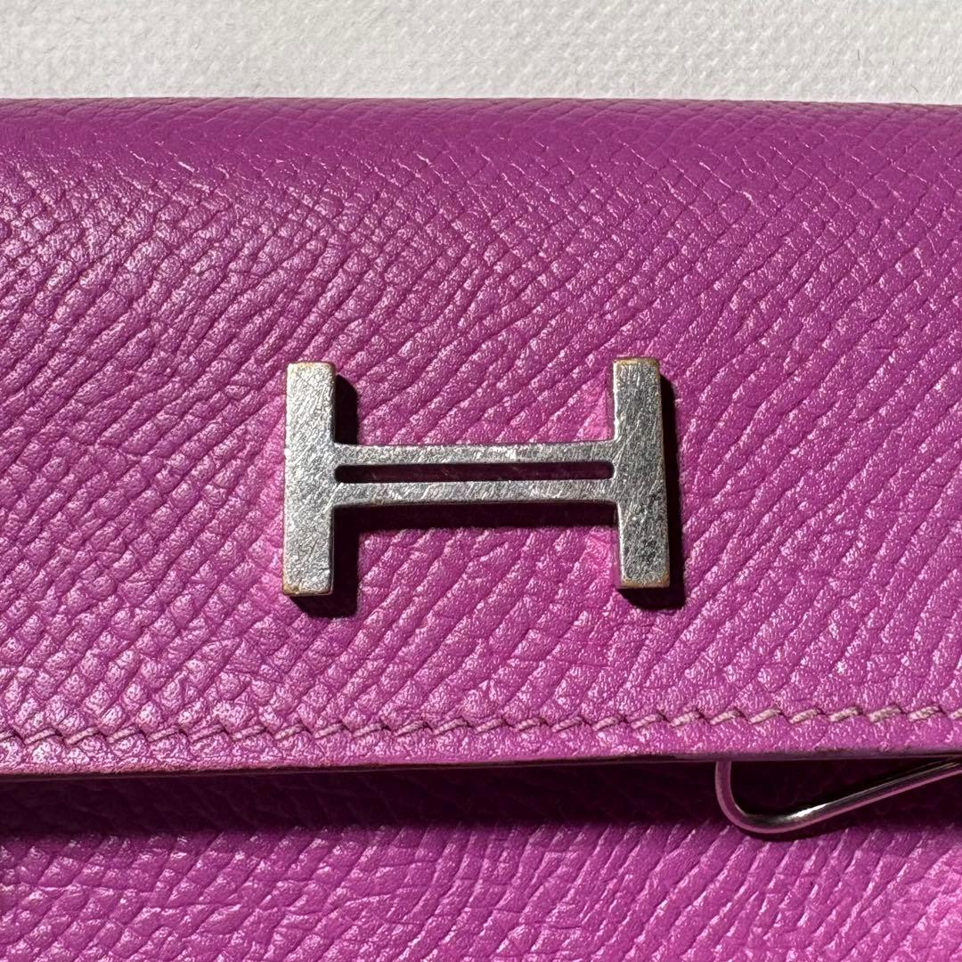 美品*HERMES ベアン キーケース 4連 アネモネ H金具 □K刻印