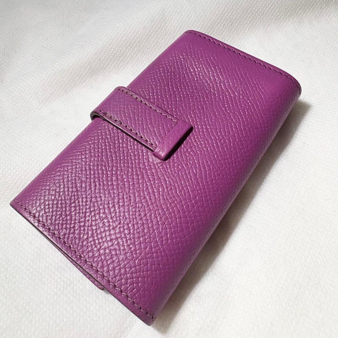 美品*HERMES ベアン キーケース 4連 アネモネ H金具 □K刻印