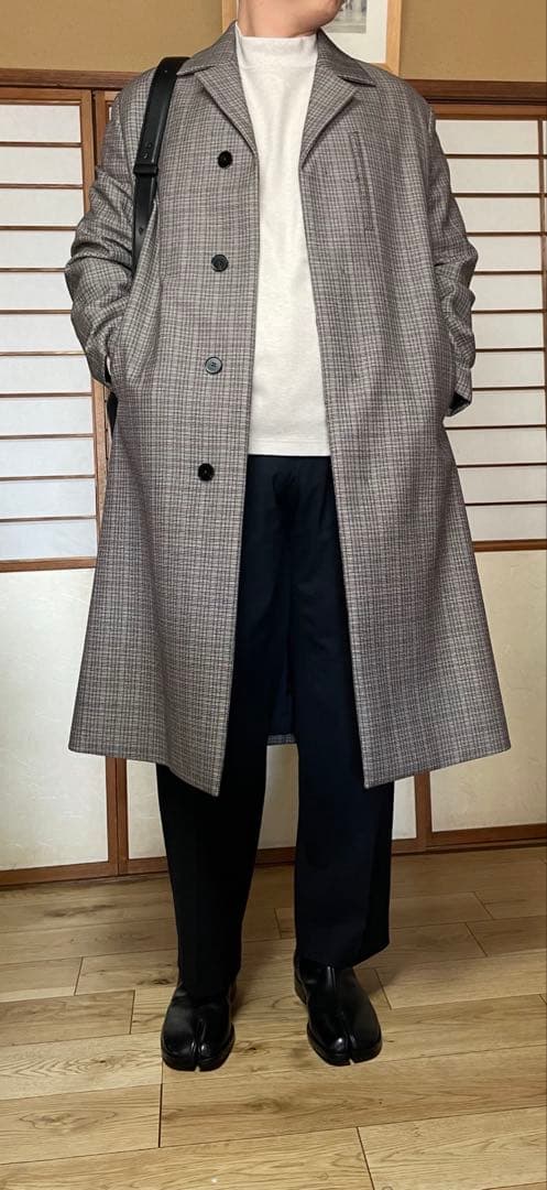 JIL SANDER チェック柄 ロングチェスターコート　48