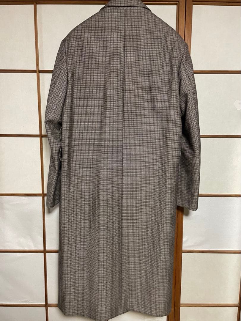 JIL SANDER チェック柄 ロングチェスターコート　48