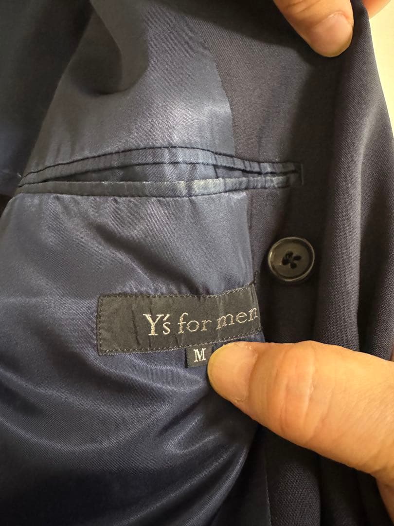 【美品・背抜】Y's for men ネイビー ダブルブレストジャケット M