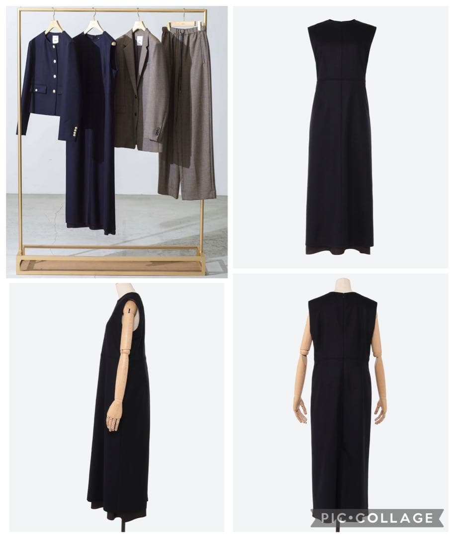 ebure / 24AW ライトメルトンワンピース ロング丈 ウール100%