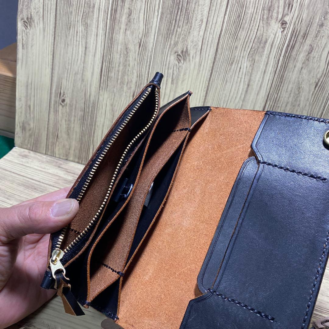 トラッカーウォレット　セミロング丘染め（茶芯）ベルトチェーン付き限定品