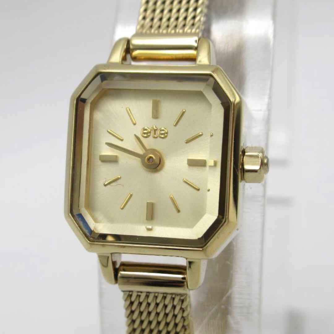 美品 ete エテ ウォッチ オクタゴンフェイス ダイヤ ゴールド 腕時計