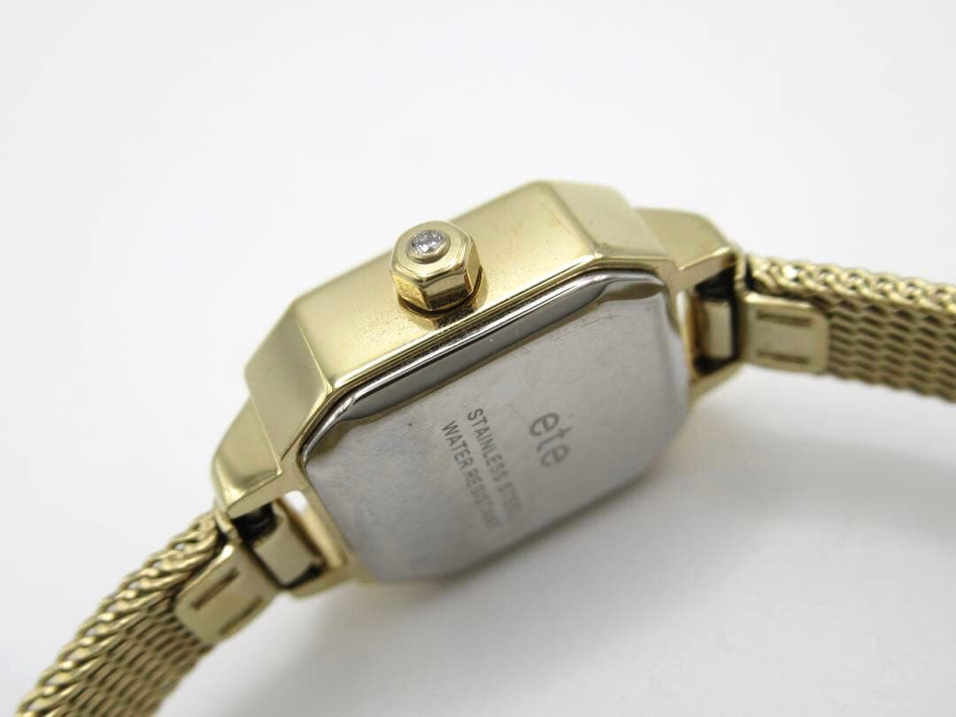 美品 ete エテ ウォッチ オクタゴンフェイス ダイヤ ゴールド 腕時計