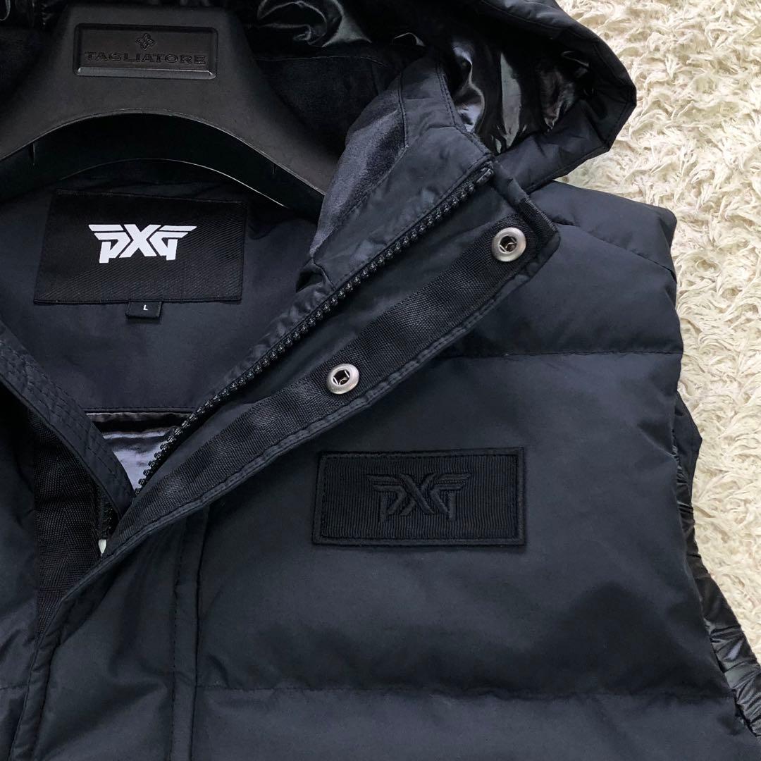 美品⭐PXG グースダウンベスト ゴルフウェア Lサイズ フード着脱可 ブラック
