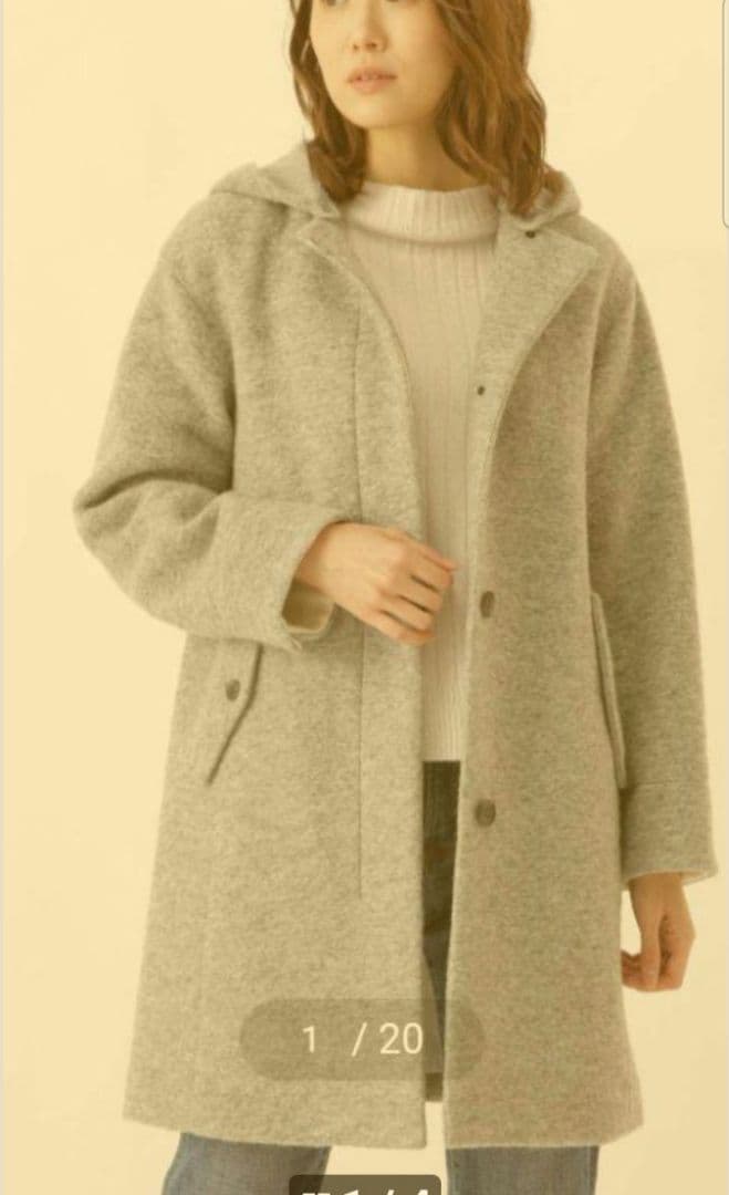 HUMAN WOMAN フード付きチェスターコート グレー