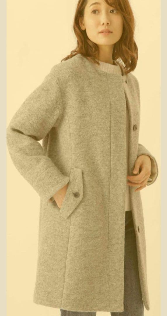 HUMAN WOMAN フード付きチェスターコート グレー