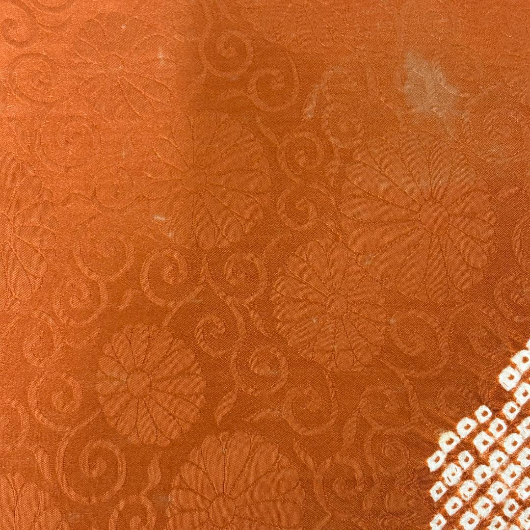 あ*い様 綸子縮緬 茶レンガ地 雲取り絞り 名古屋帯 正絹