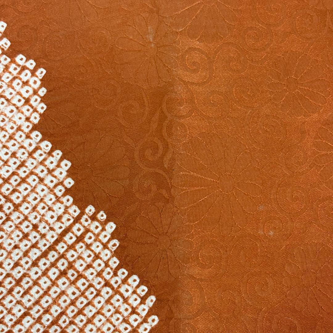 あ*い様 綸子縮緬 茶レンガ地 雲取り絞り 名古屋帯 正絹