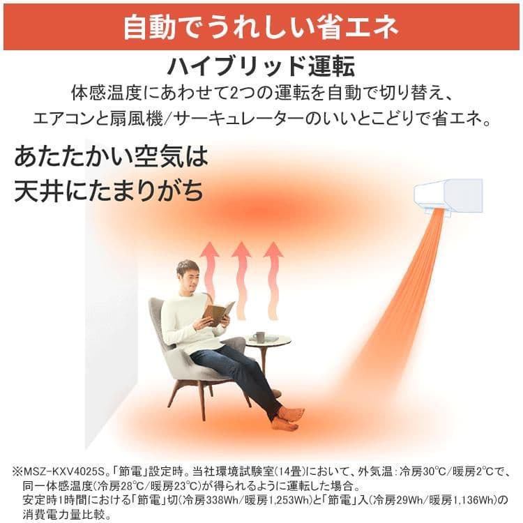 2025年モデル 三菱電機 ルームエアコンMSZ-KXV4025S-W