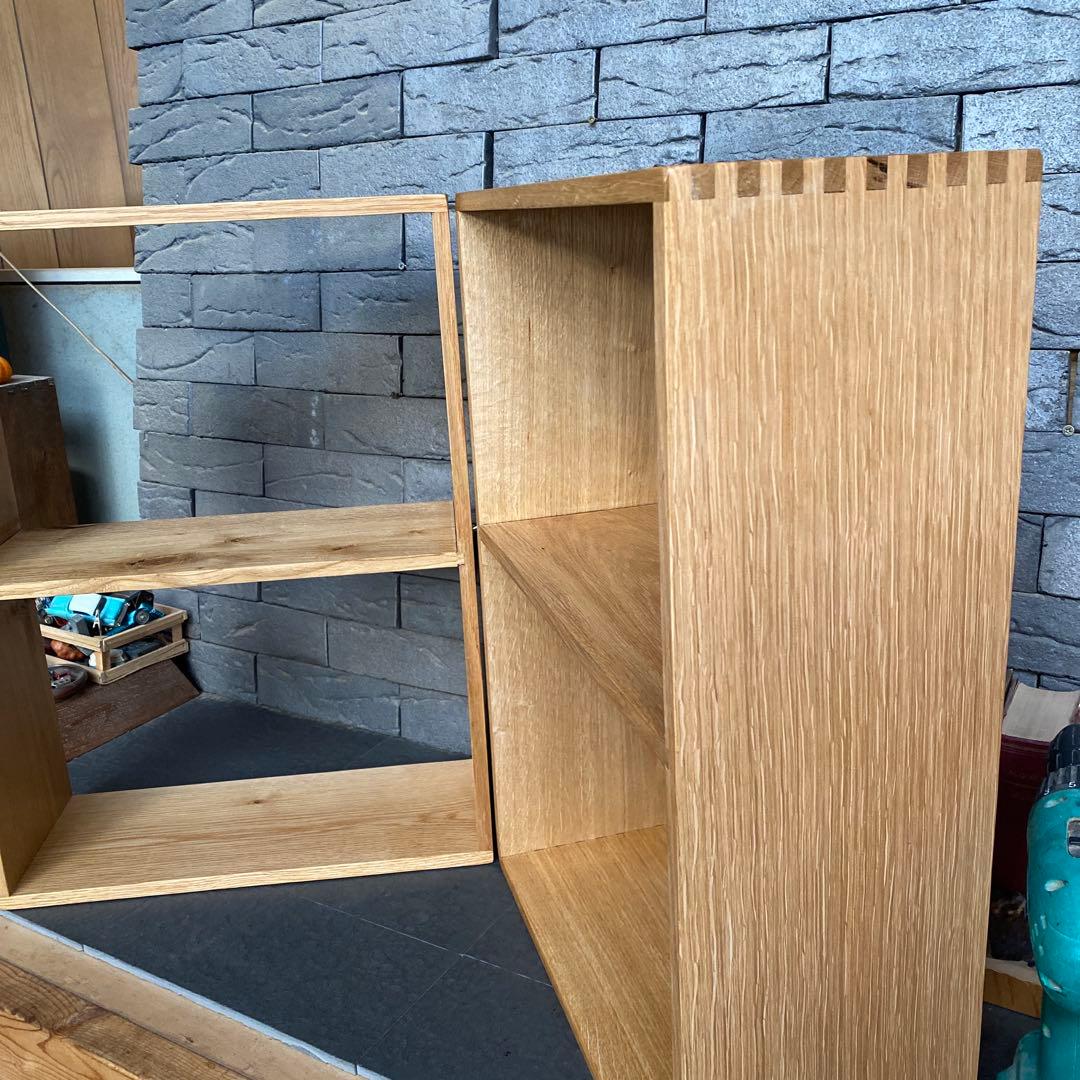 めるぱす様オーダー専用 ホワイトオーク木製ラック２段 2セット　アラレ組・蟻溝