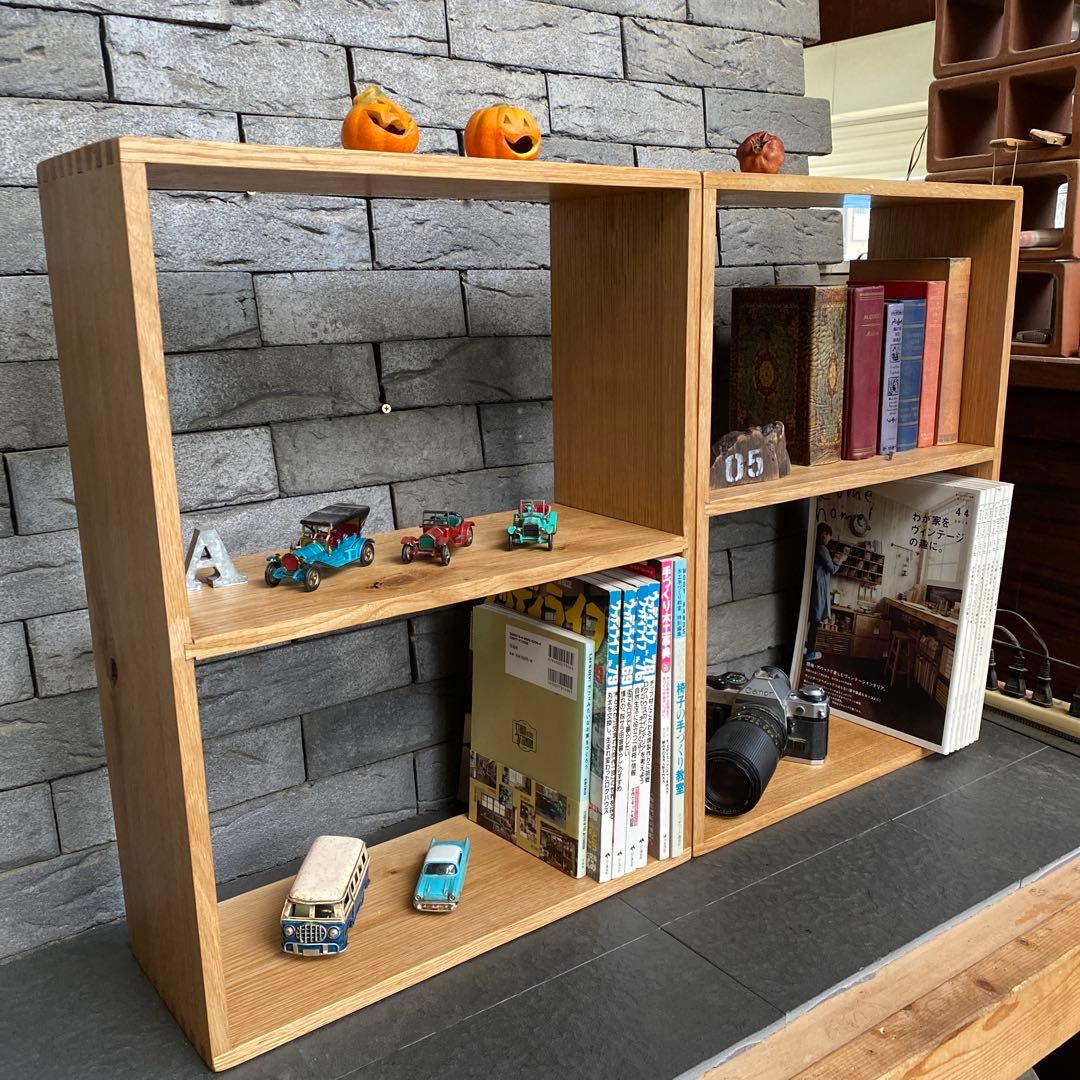 めるぱす様オーダー専用 ホワイトオーク木製ラック２段 2セット　アラレ組・蟻溝