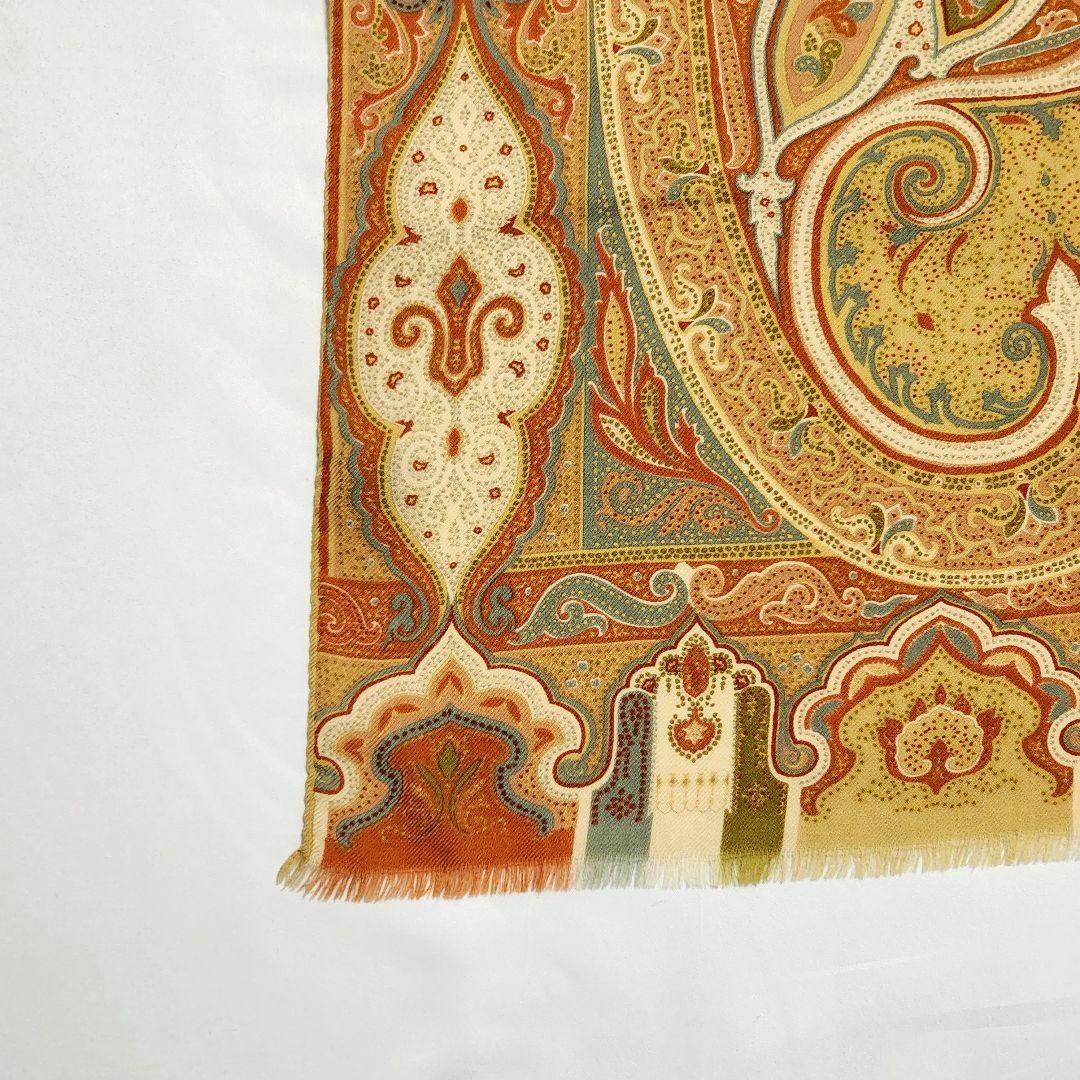 美品★ETRO★ エトロ ストール ペイズリー柄 ウール混 ブラウン ベージュ.
