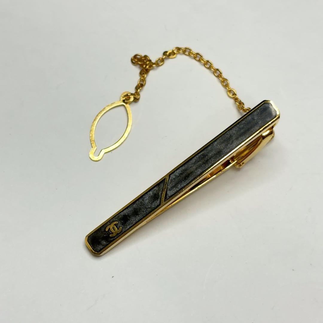 CHANEL ネクタイピン ヴィンテージ 24KGF ココマーク グレー系