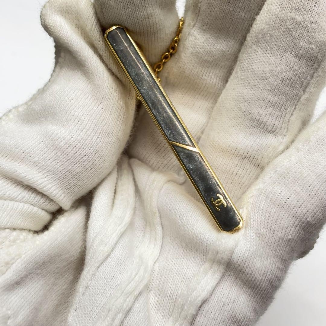 CHANEL ネクタイピン ヴィンテージ 24KGF ココマーク グレー系