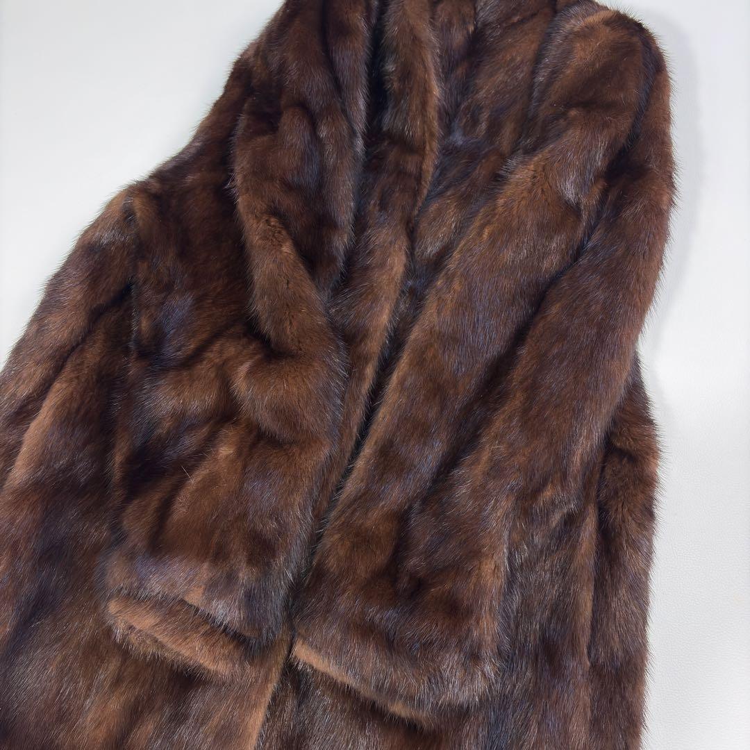 高級 IWASAKI 毛皮コート ファーコート ミンク ロング ダークブラウン