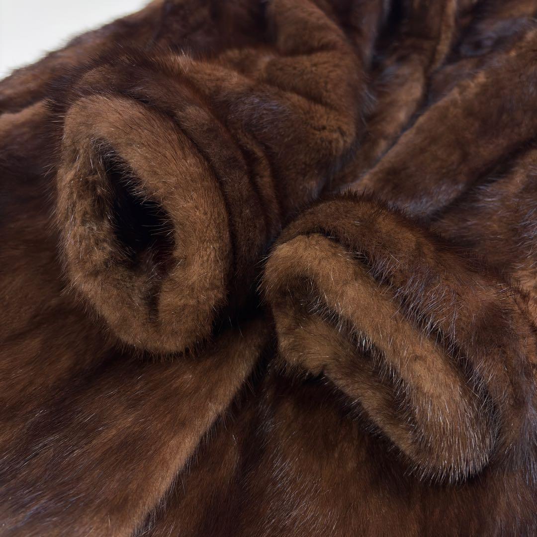 高級 IWASAKI 毛皮コート ファーコート ミンク ロング ダークブラウン