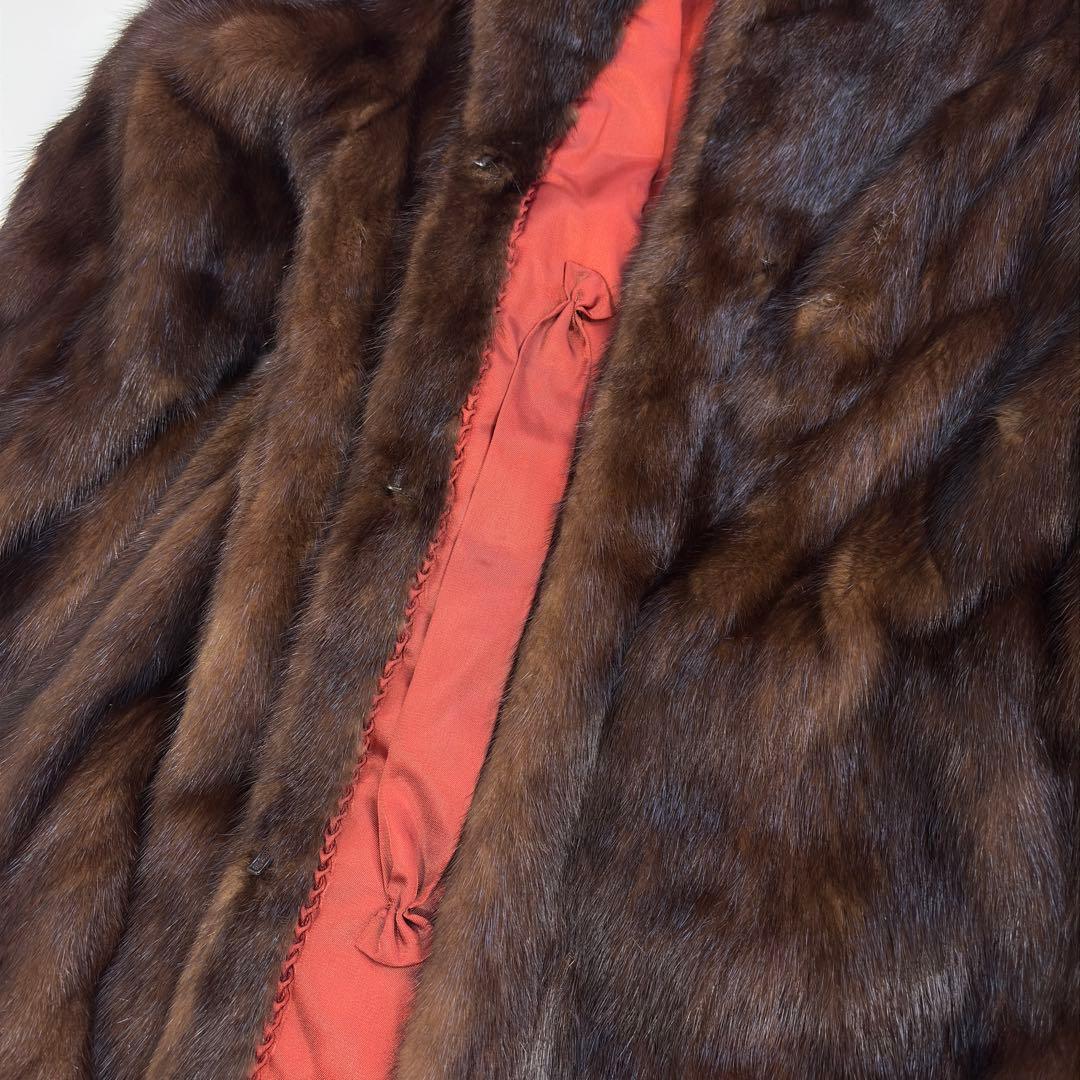 高級 IWASAKI 毛皮コート ファーコート ミンク ロング ダークブラウン