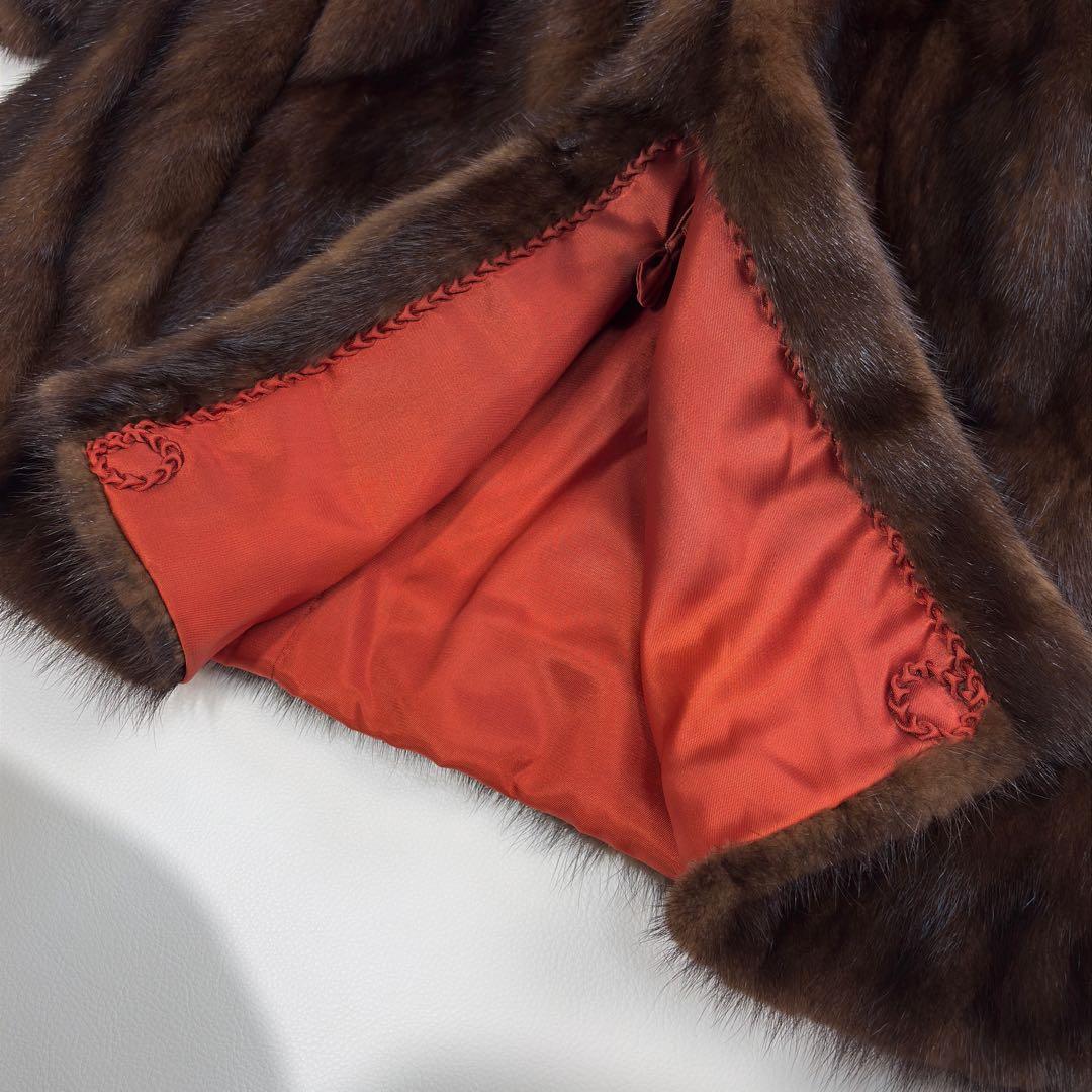 高級 IWASAKI 毛皮コート ファーコート ミンク ロング ダークブラウン