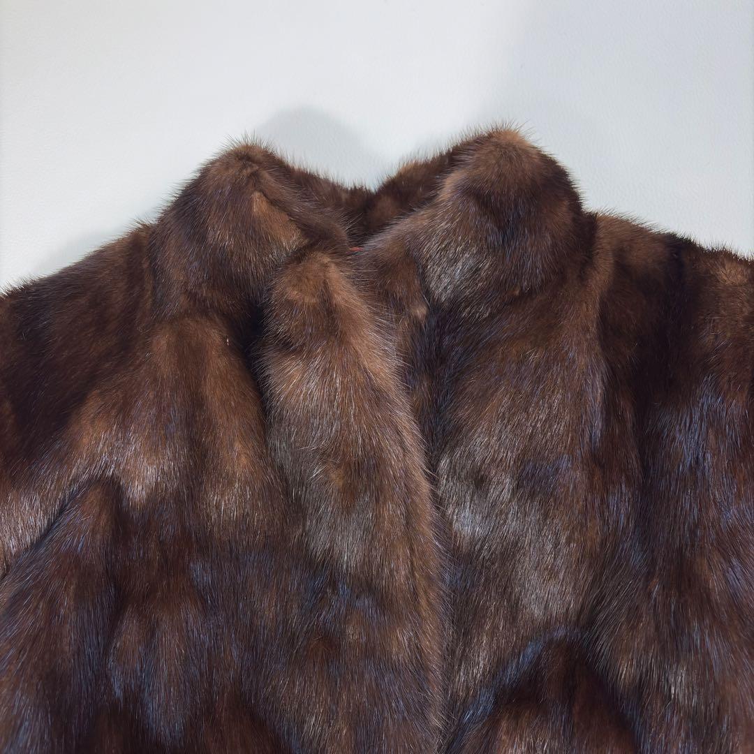 高級 IWASAKI 毛皮コート ファーコート ミンク ロング ダークブラウン