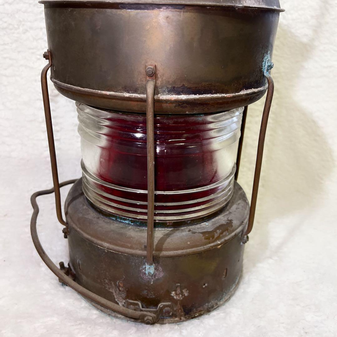 日本船燈 　赤色　左舷灯　大型 オイルランプ 航海灯 昭和レトロ アンティーク