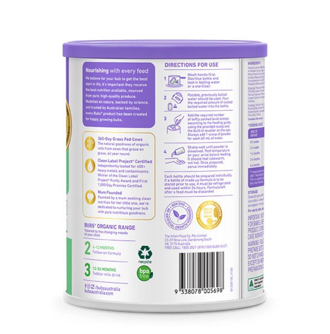 3缶 Bubs バブズ オーガニック 粉ミルク ステップ1 FREMON出品