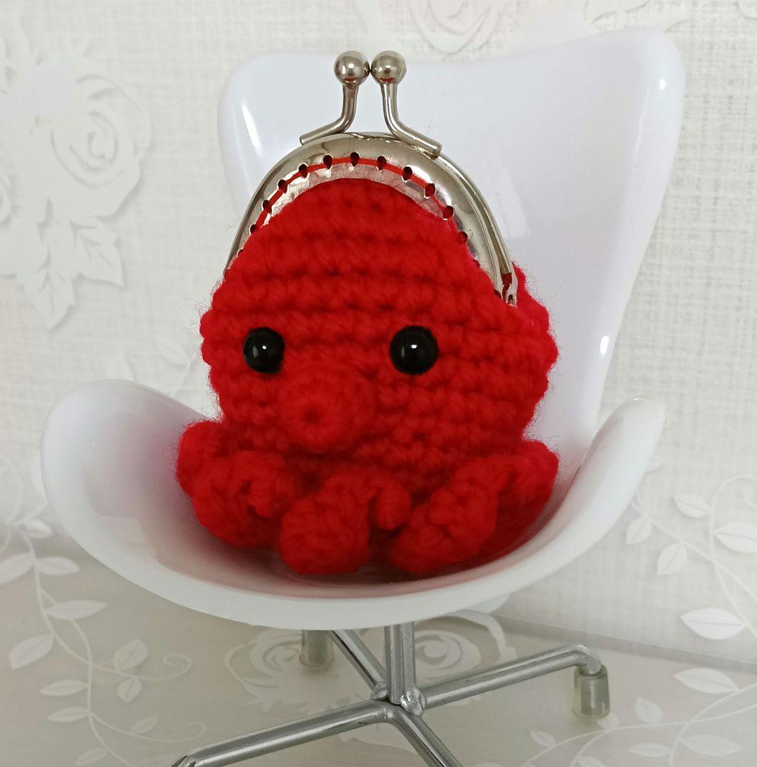 ＊ハンドメイド＊手編み がま口 あみぐるみ タコさんカエルさんリスさんポーチ♡