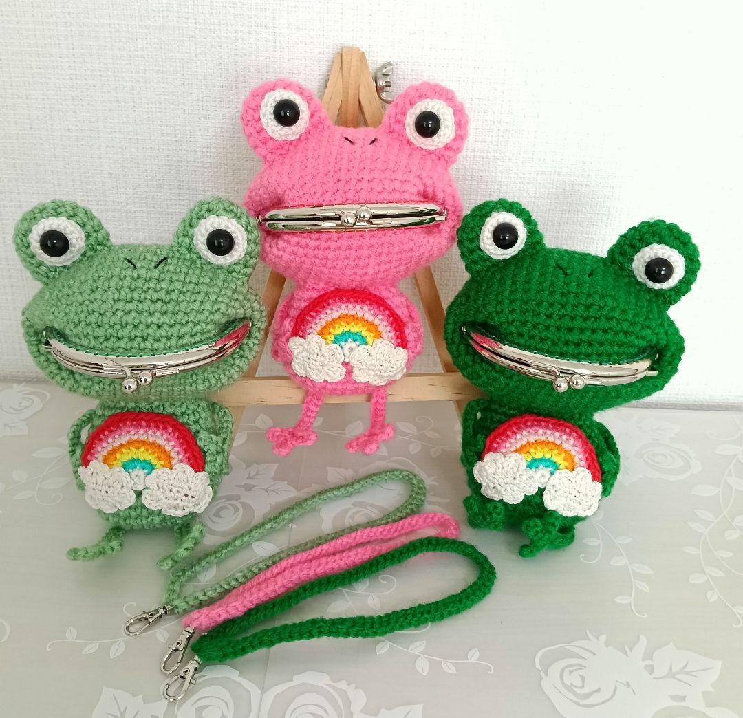 ＊ハンドメイド＊手編み がま口 あみぐるみ タコさんカエルさんリスさんポーチ♡