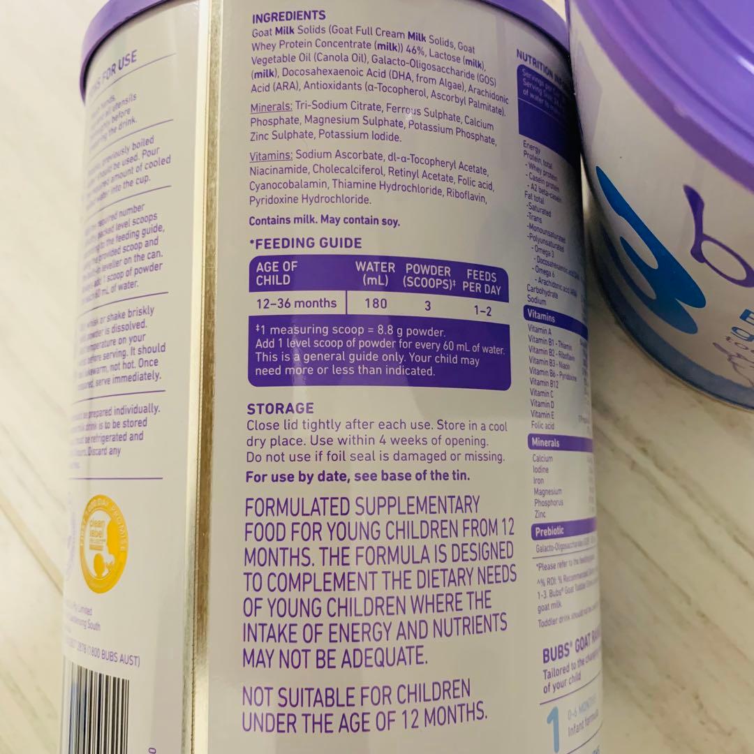 【New缶】bubsバブズやぎ山羊A2粉ミルクステップ3(12〜36ヶ月)3缶