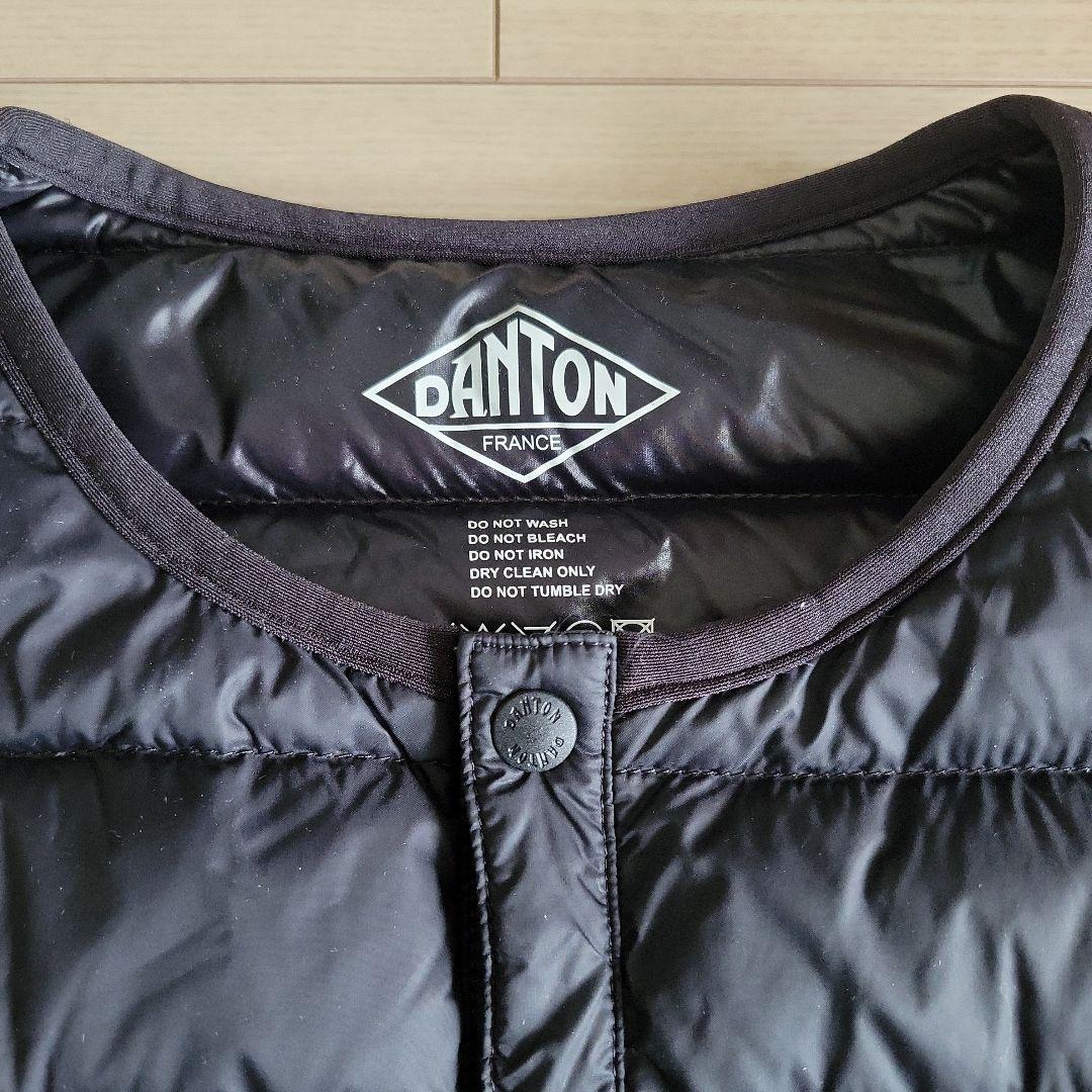 美品　DANTON ブラック ダウンベスト　34