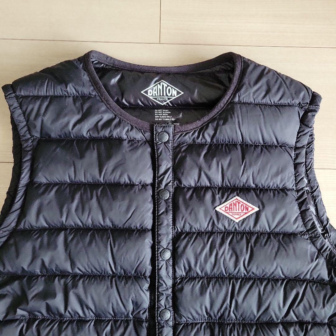 美品　DANTON ブラック ダウンベスト　34