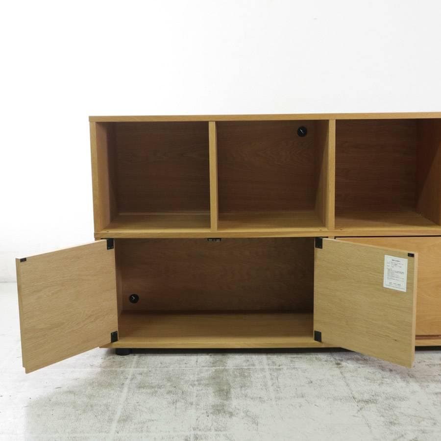 値下無印良品 スタッキングキャビネット 木製ドア 幅162cm オーク材テレビ台