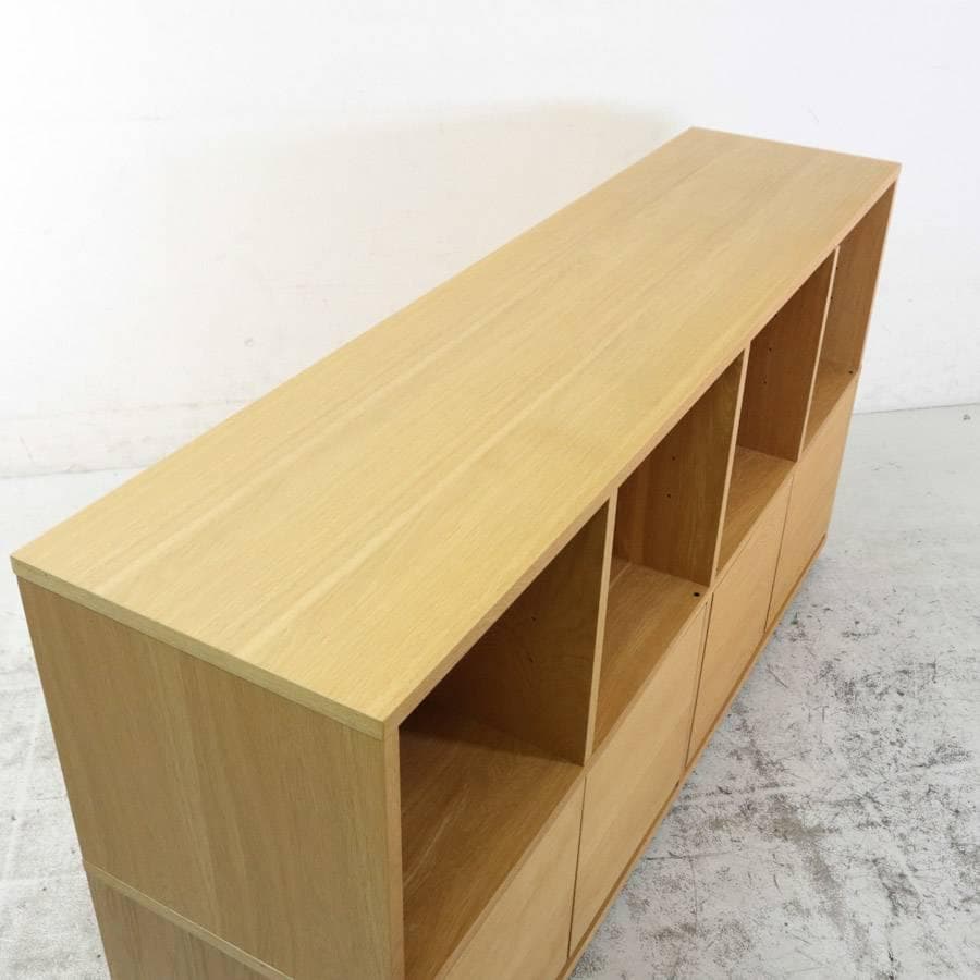 値下無印良品 スタッキングキャビネット 木製ドア 幅162cm オーク材テレビ台