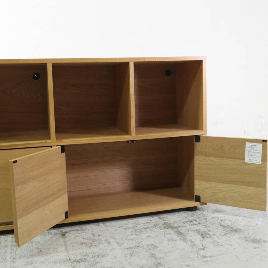 値下無印良品 スタッキングキャビネット 木製ドア 幅162cm オーク材テレビ台