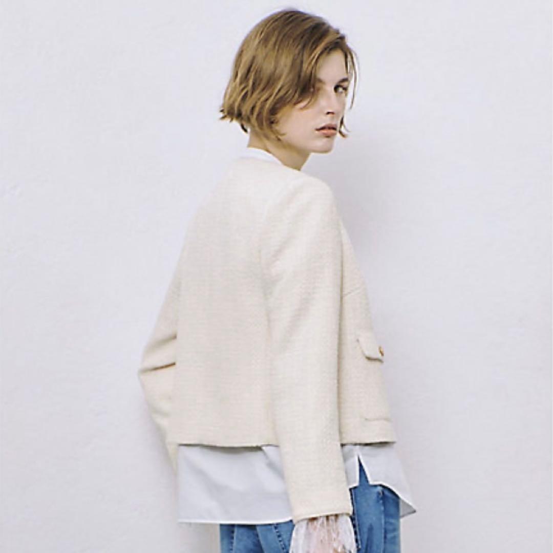 アルアバイル　ファンシーツィードクルーネックジャケット