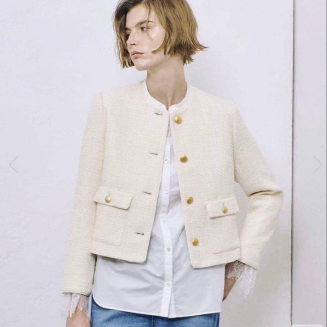 アルアバイル　ファンシーツィードクルーネックジャケット