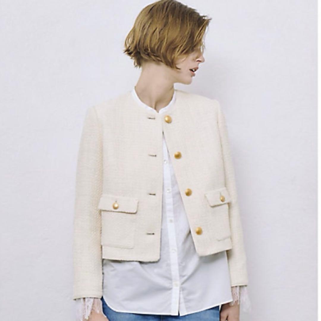 アルアバイル　ファンシーツィードクルーネックジャケット