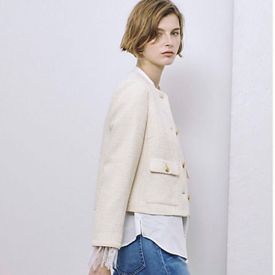 アルアバイル　ファンシーツィードクルーネックジャケット