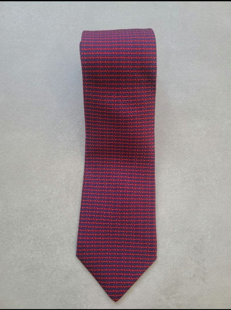 HERMES ネクタイ ネイビー/レッド 2点セット