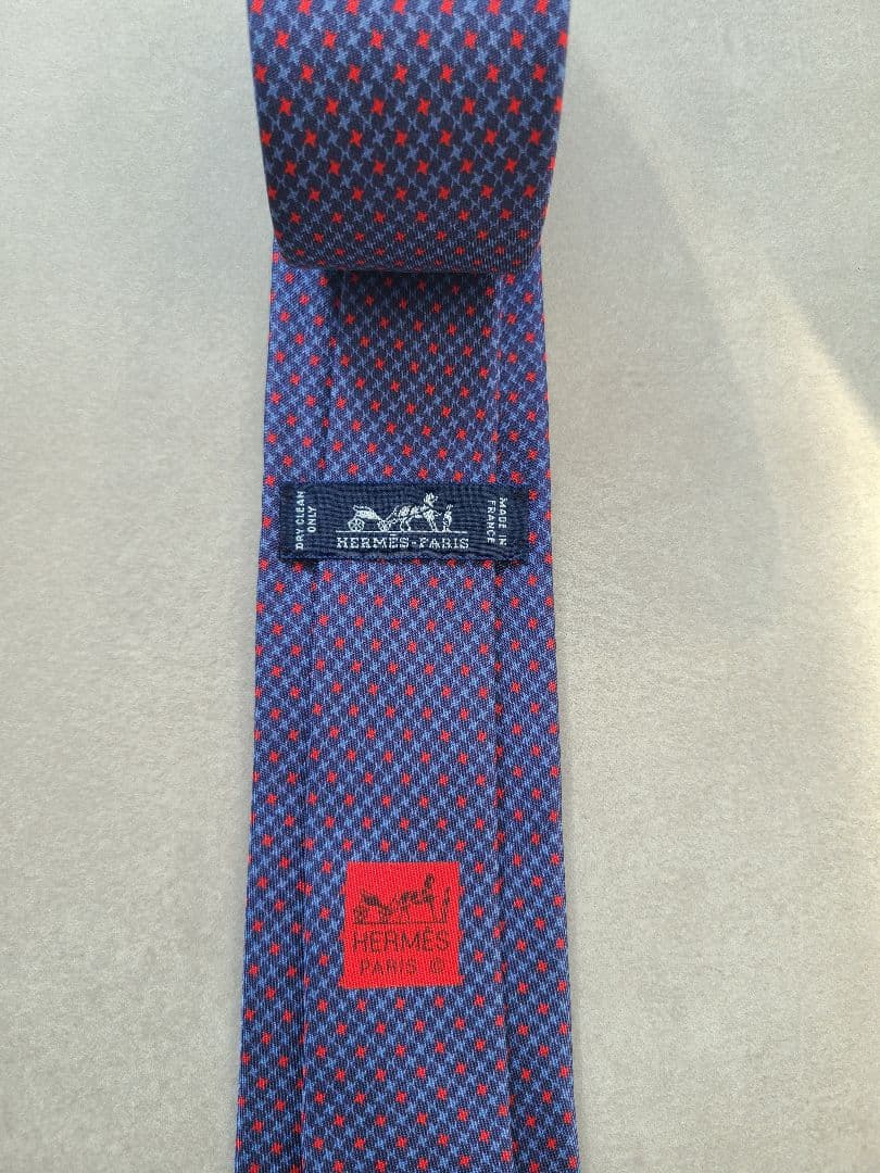 HERMES ネクタイ ネイビー/レッド 2点セット