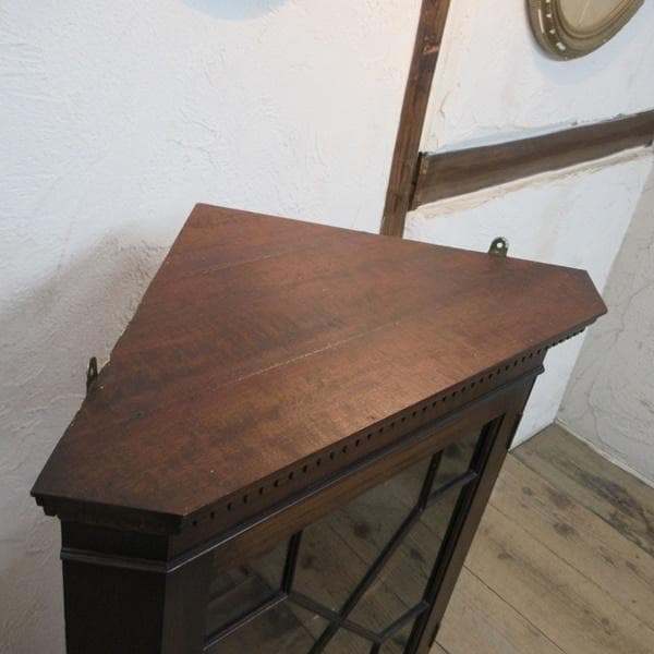 イギリス アンティーク 家具 ウォールコーナーキャビネット 英国 6937d
