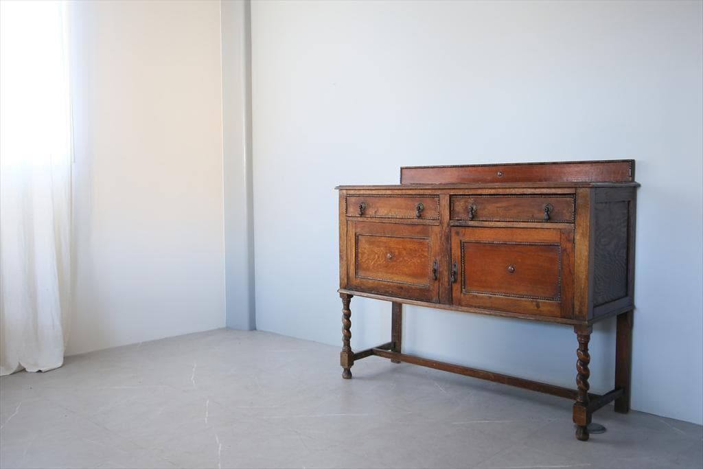 英国アンティーク木製サイドボード/キャビネット/チェスト/飾り棚(92-108)