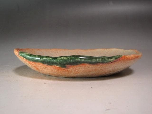 ★　北大路魯山人　織部蟹絵平向　温かみある一品です★x598