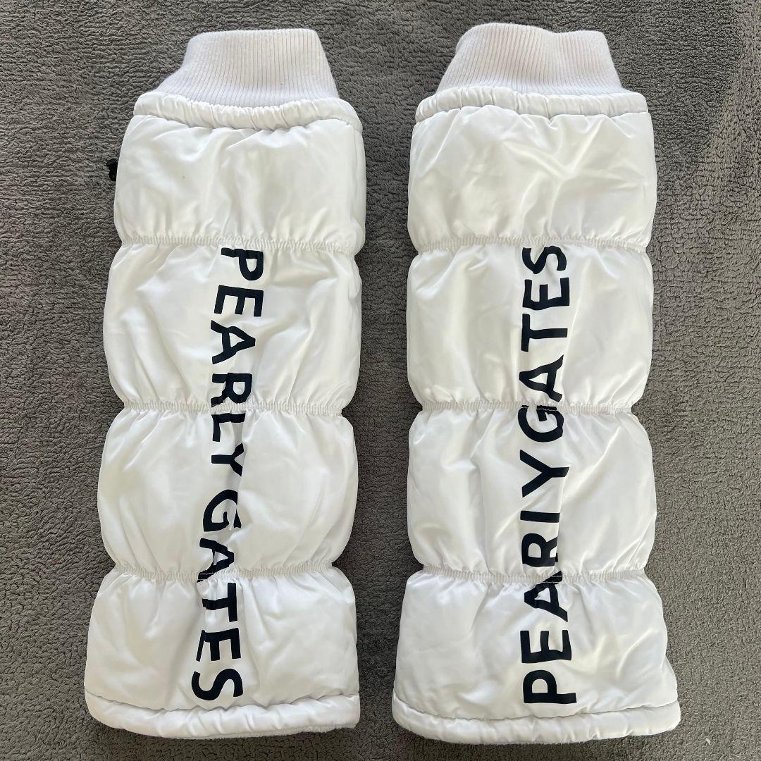 パーリーゲイツ　レッグウォーマー　中綿入り　ダウン　レディース　ロゴ入り　白色