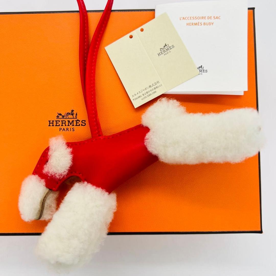 エルメス バディ　ドッグ　 チャーム チャーム ホワイト　レッド アニョーミロ